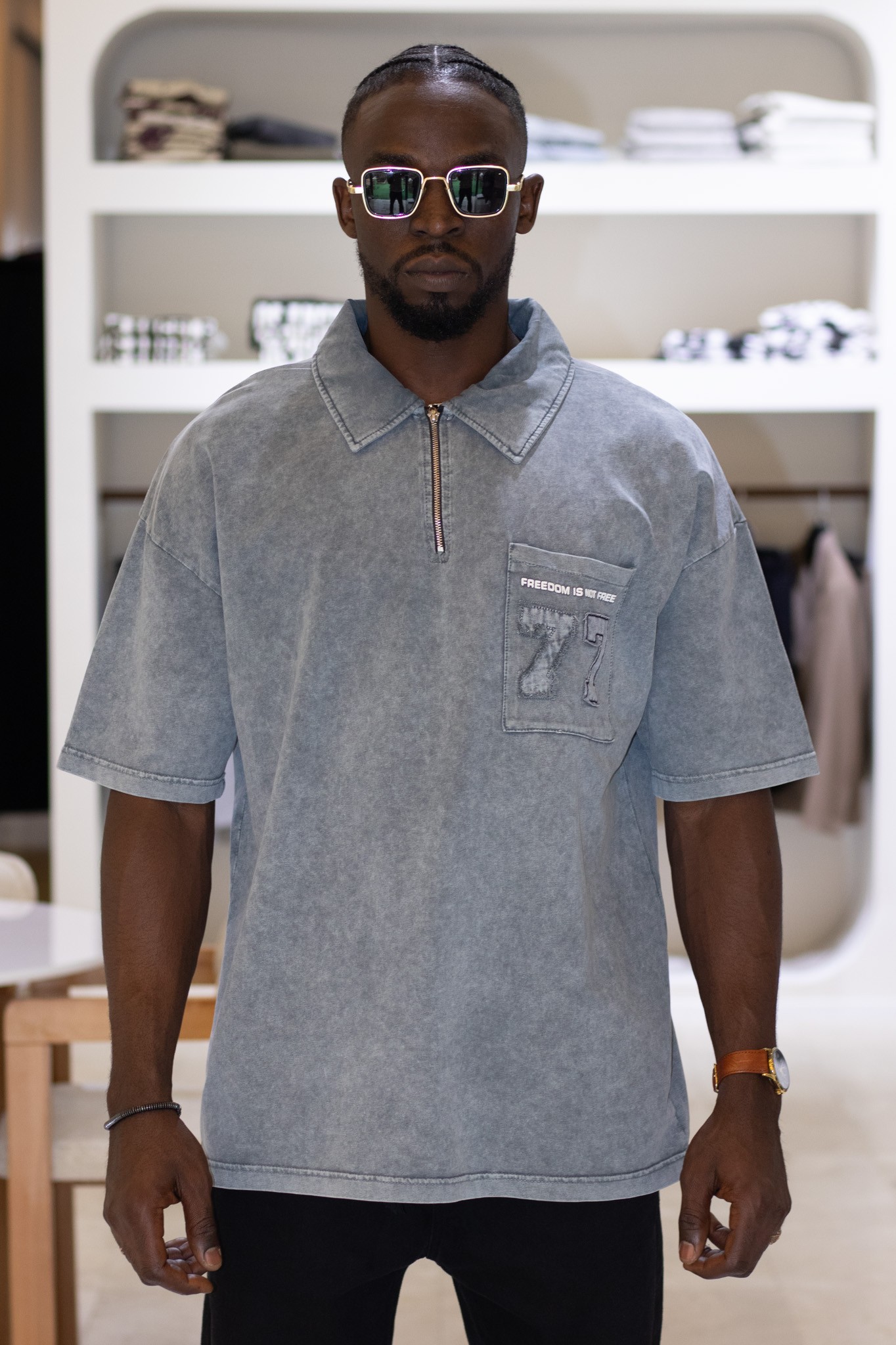 Polo Yaka Fermuarlı Cep Detaylı Tshirt