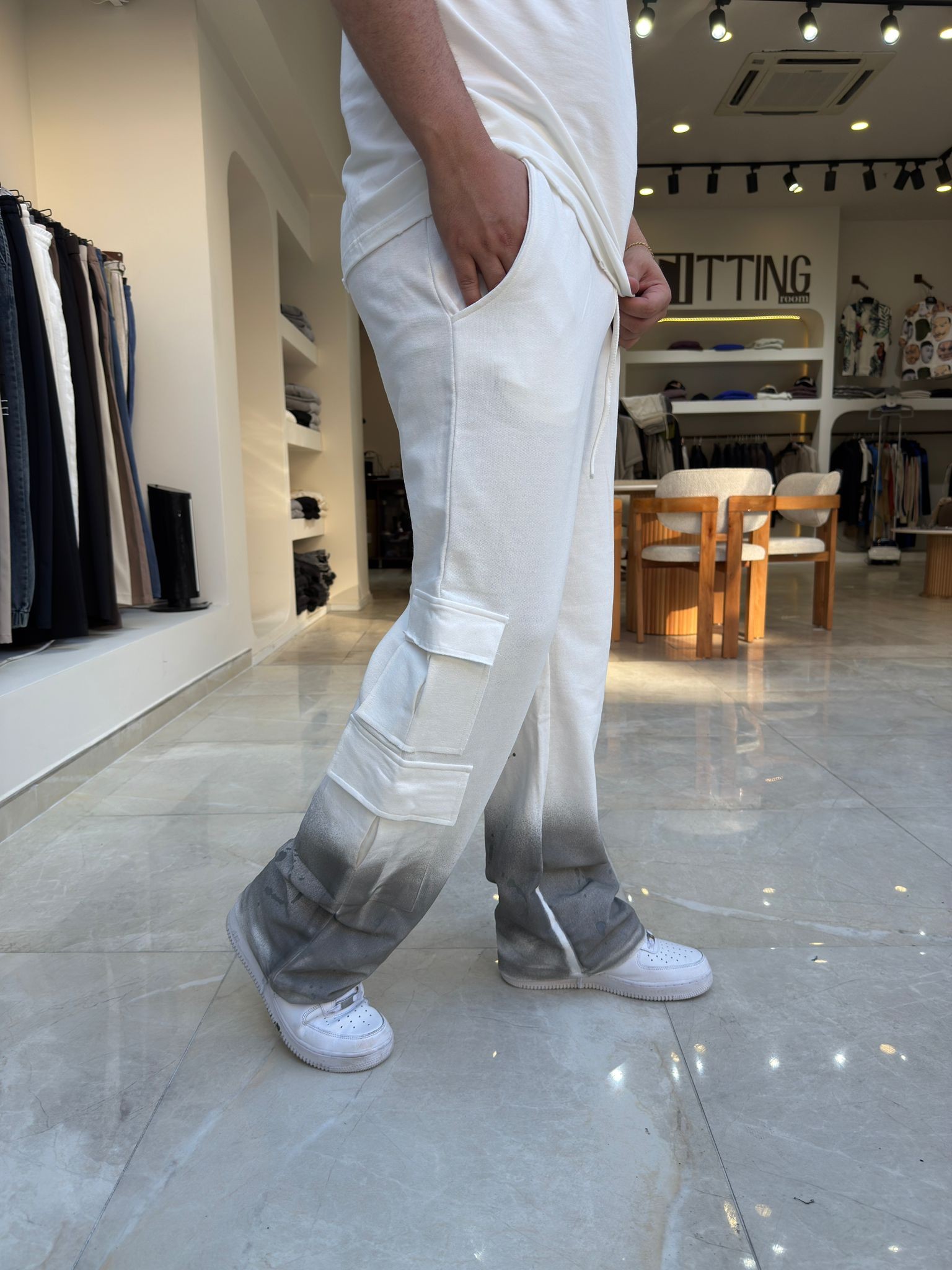 Paçası Boya Detaylı Baggy Pantolon
