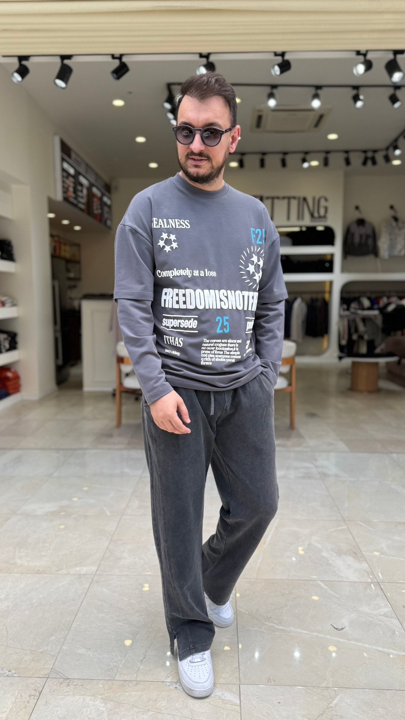 F25 Baskılı Kol Detaylı Sweat 