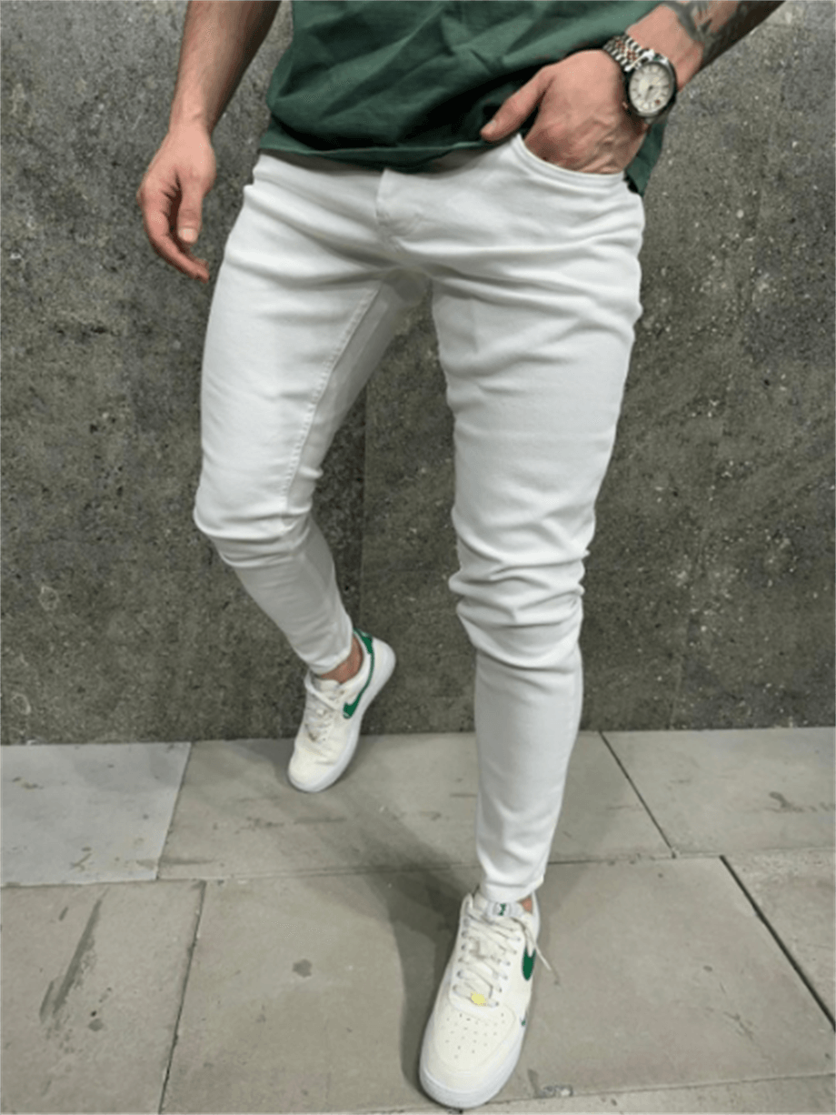 Erkek Slim Fit Beyaz Kot
