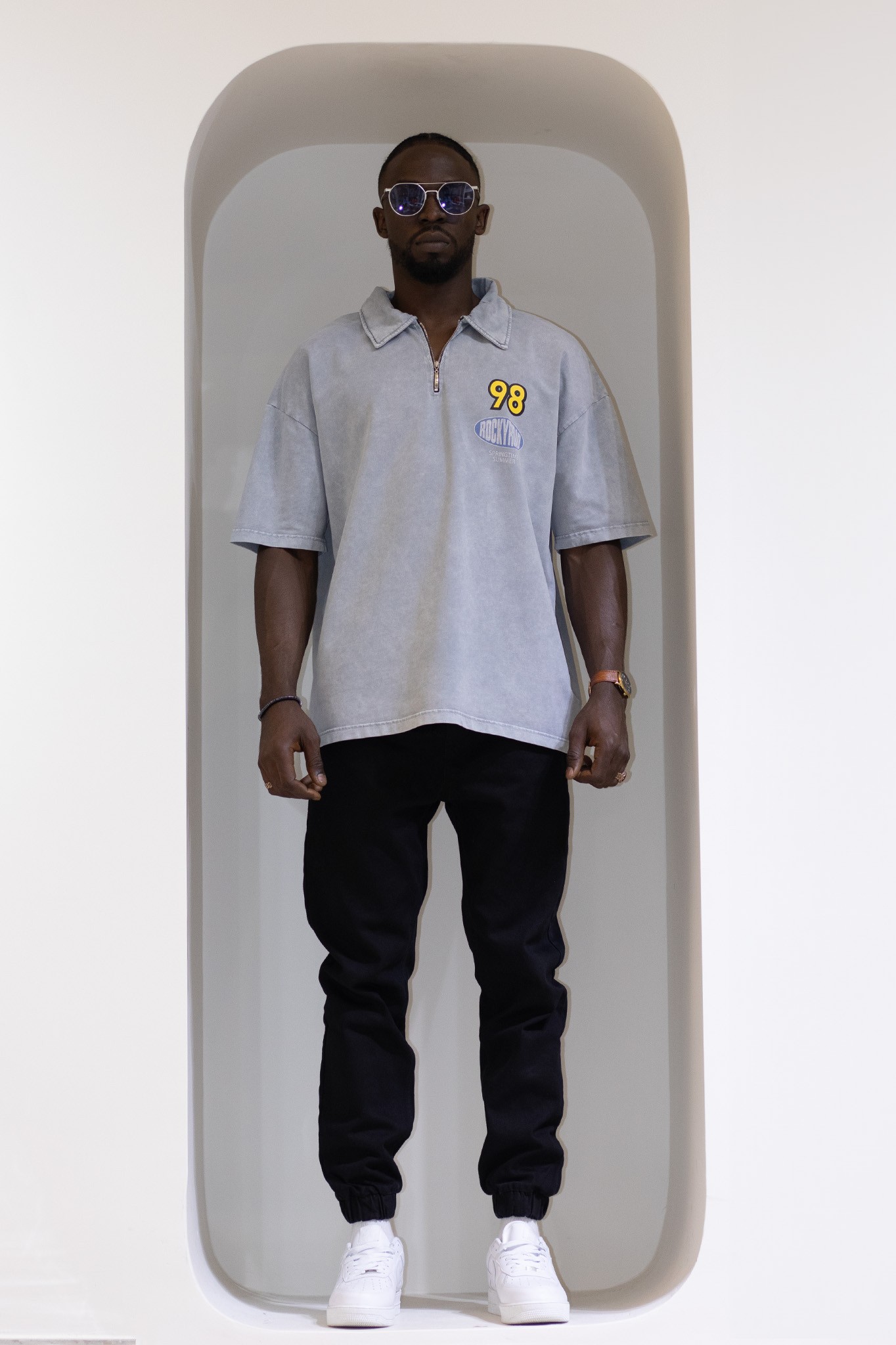 Polo Yaka Fermuarlı Baskılı Tshirt