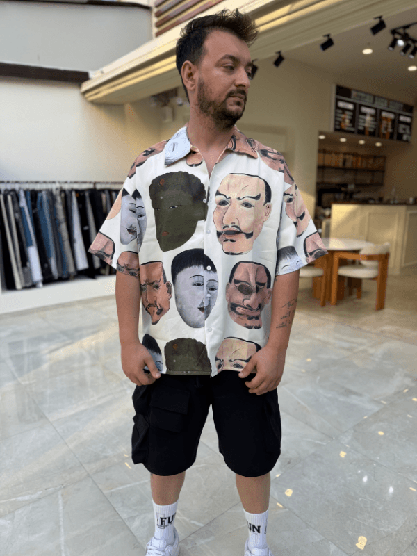 Oversize Desenli Gömlek