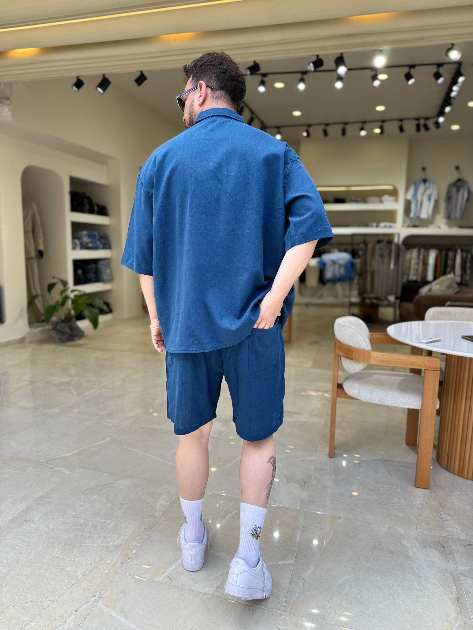 Oversize Keten Şortlu Takım