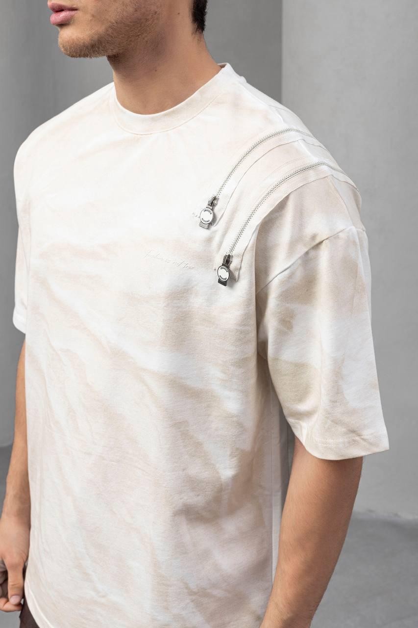 Oversize Omzu Fermuar Detaylı Tshirt