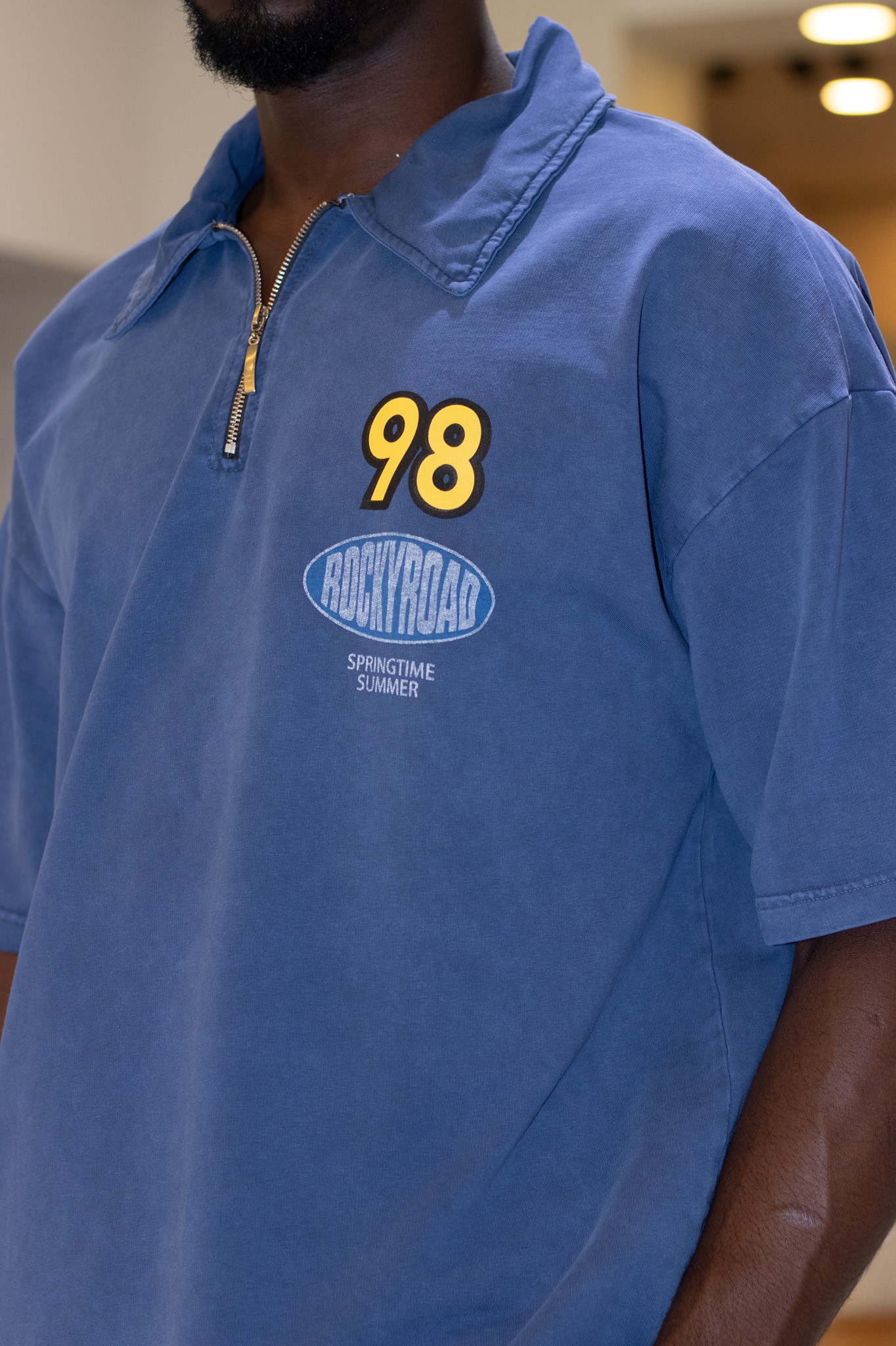 Polo Yaka Fermuarlı Baskılı Tshirt