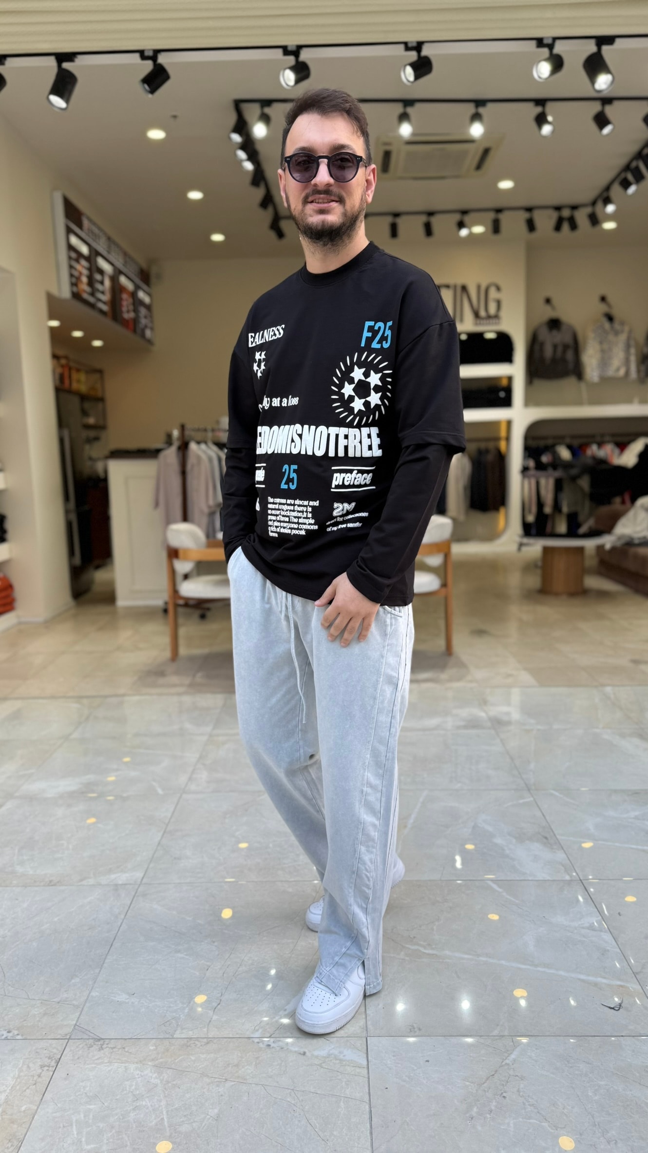 F25 Baskılı Kol Detaylı Sweat 