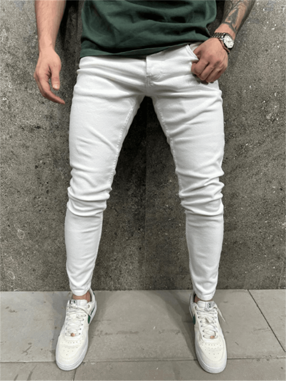 Erkek Slim Fit Beyaz Kot