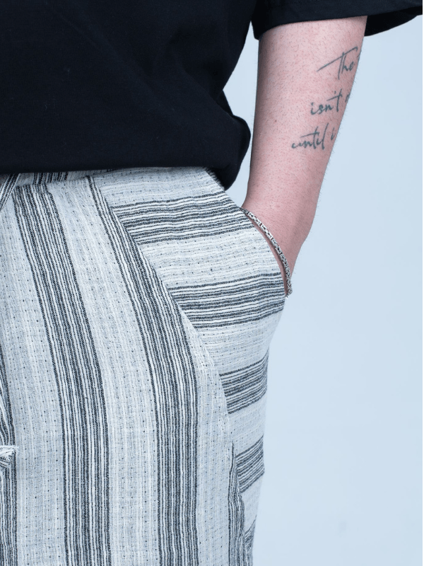 Keten Çizgili Baggy Pantolon