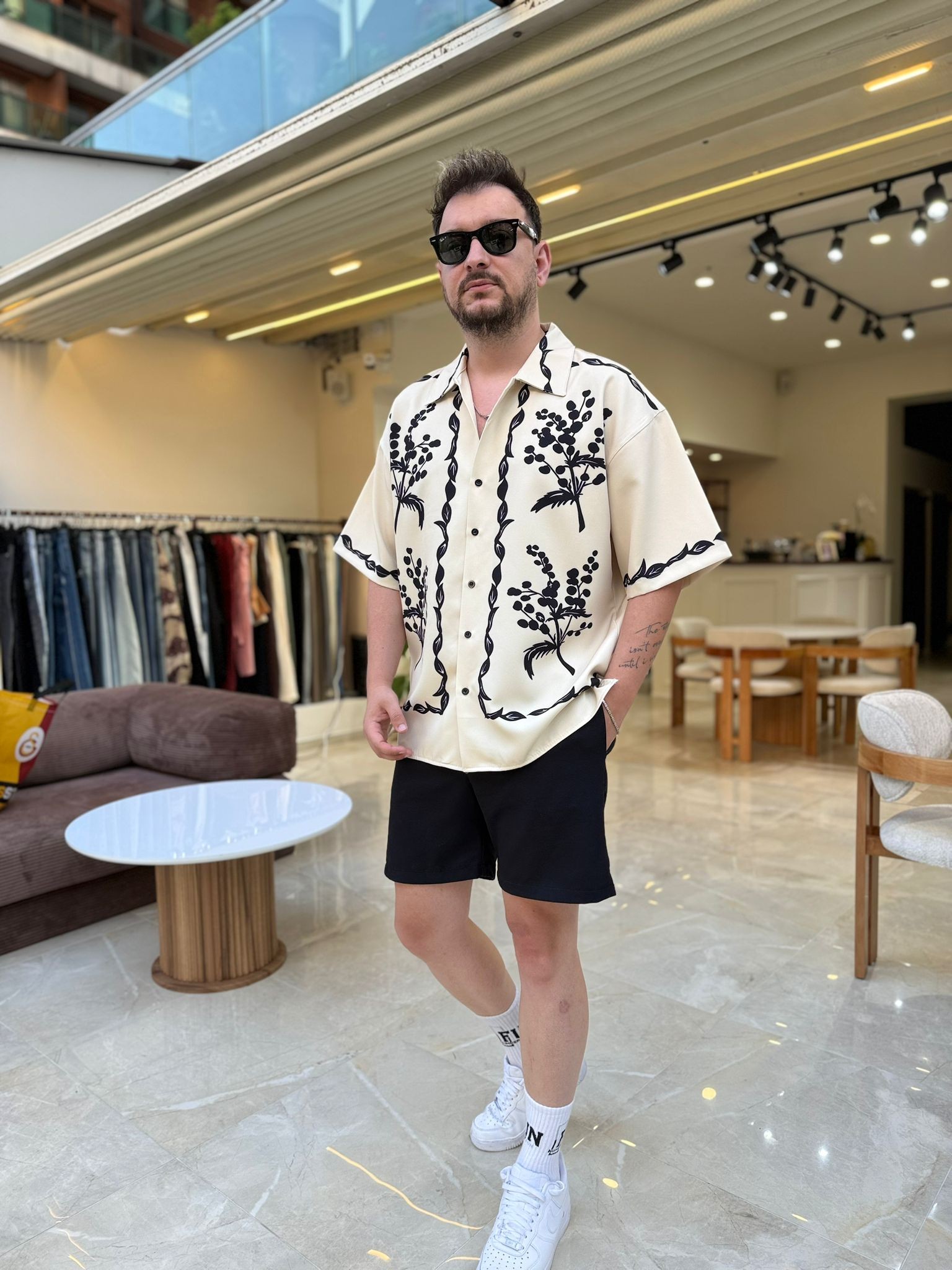Oversize Baskılı TRow Gömlek