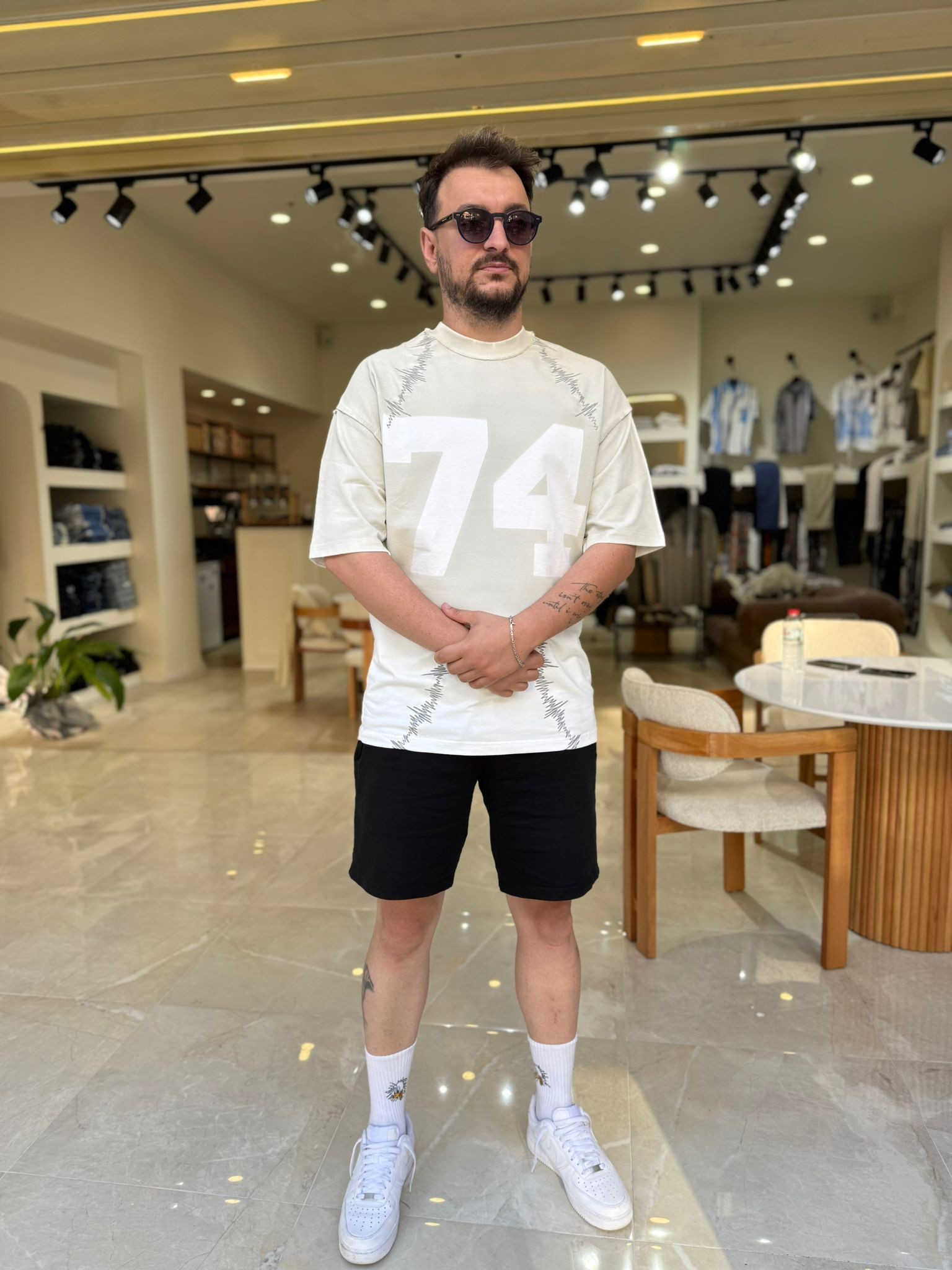 Oversize Nakış Baskılı T-Shirt