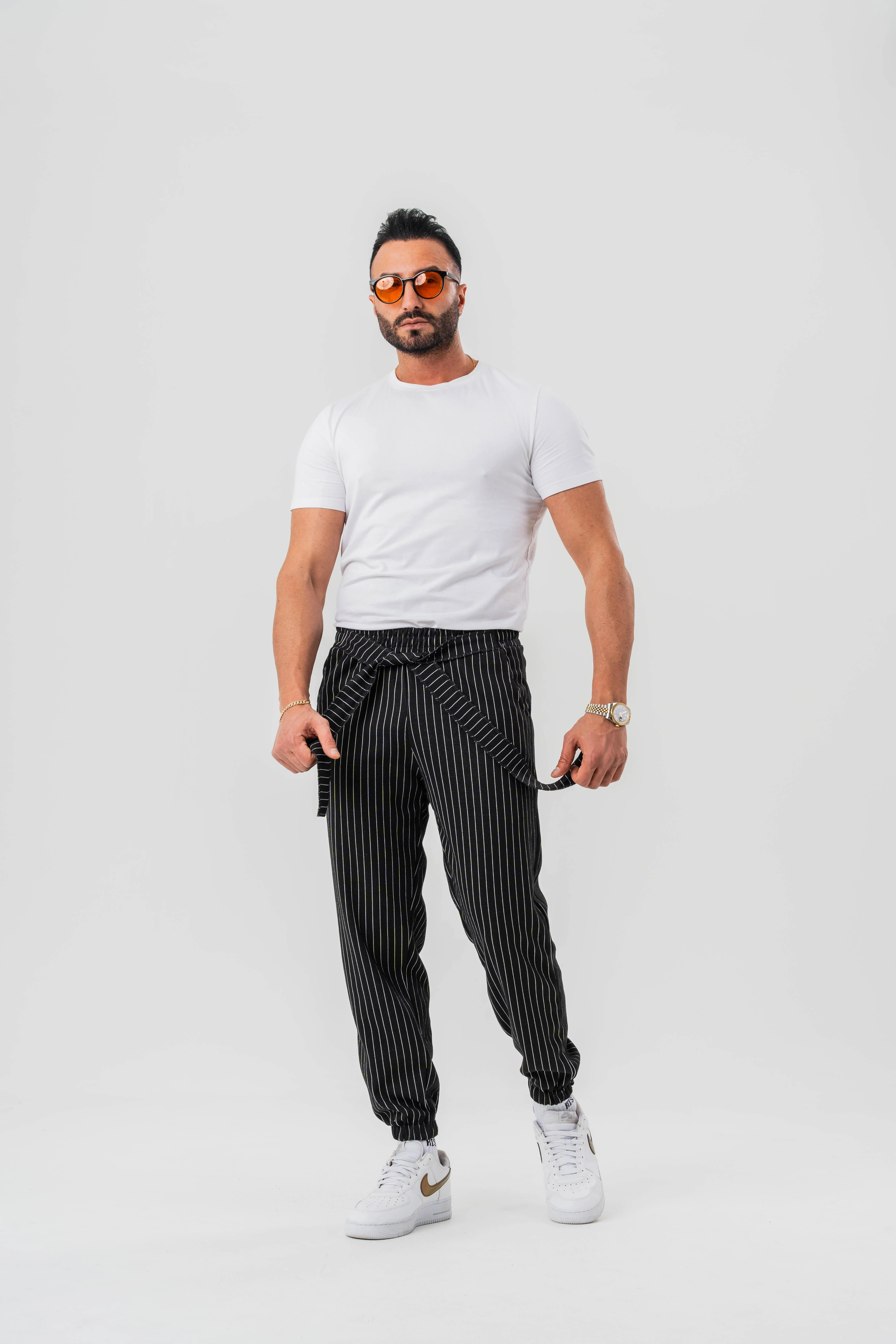 Kuşaklı Desenli Baggy Pantolon