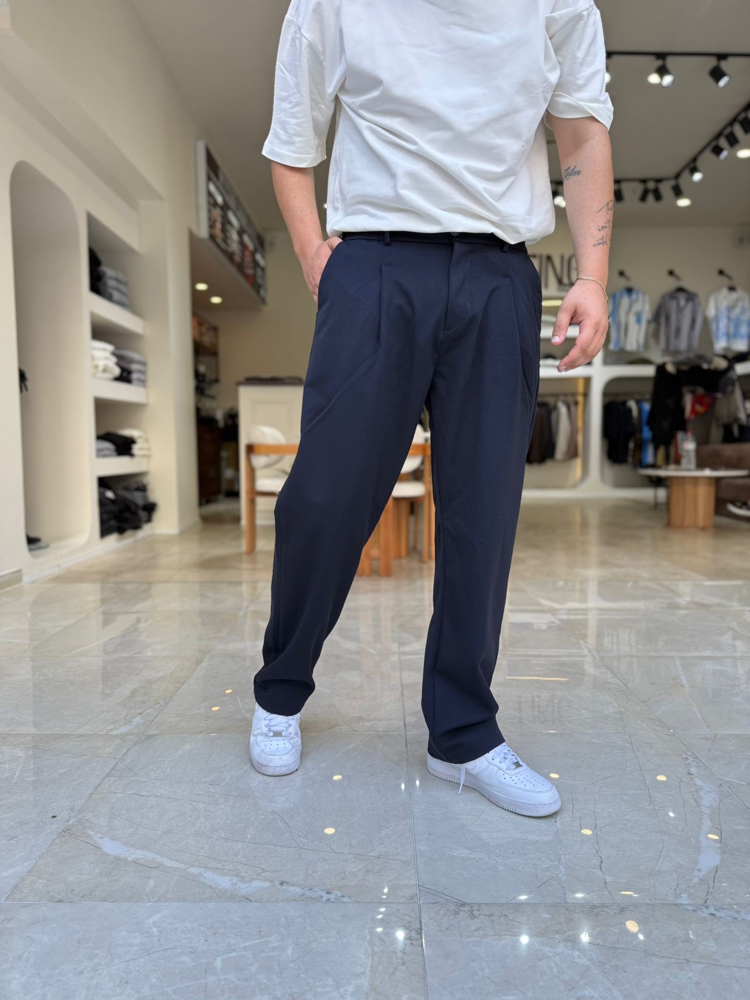 Pile Detaylı Baggy Pantolon