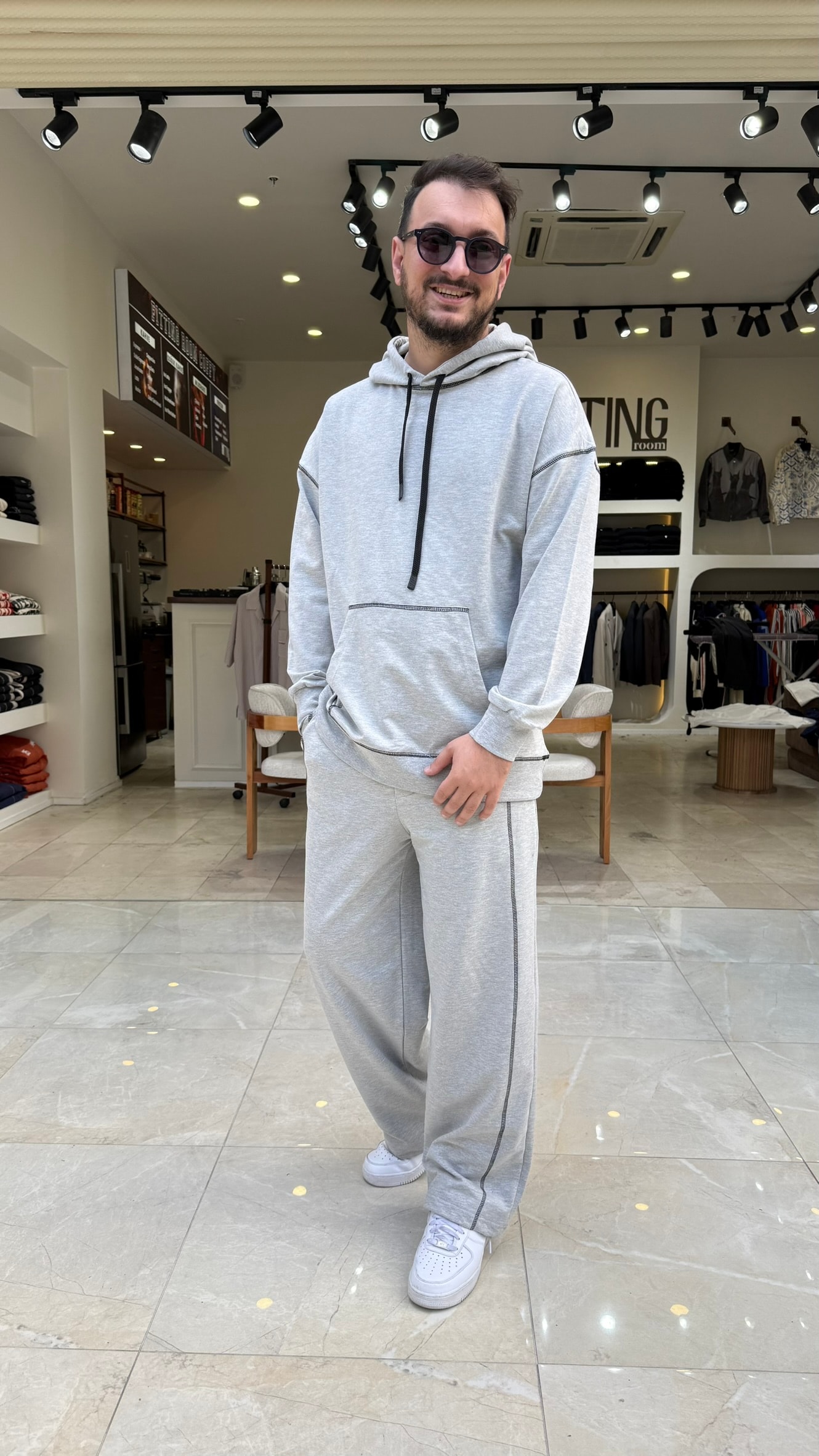 Oversize Ters Dikiş Kapşonlu Takım
