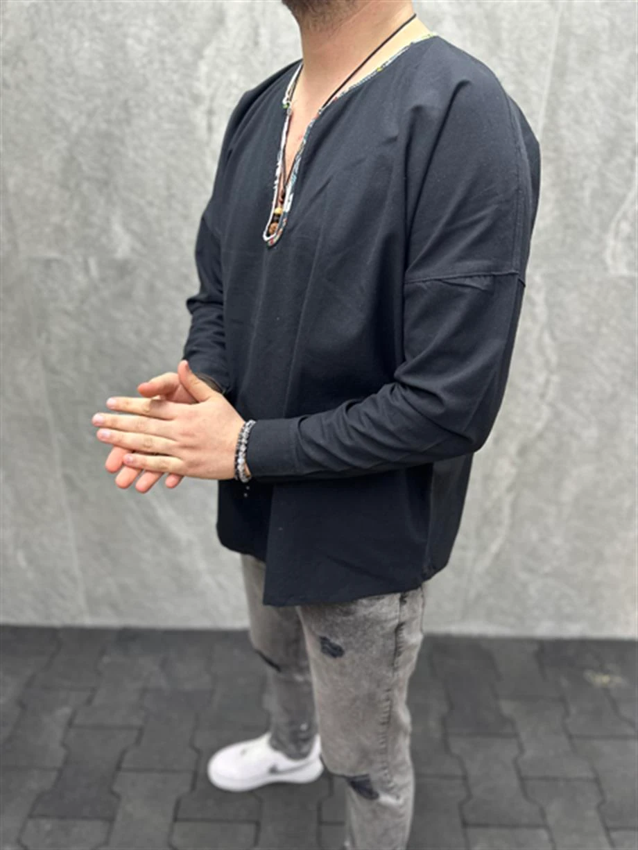 Erkek U Yaka Oversize Tshirt