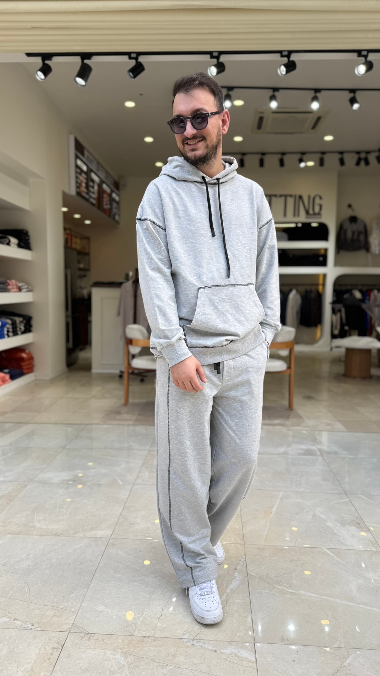 Oversize Ters Dikiş Kapşonlu Takım
