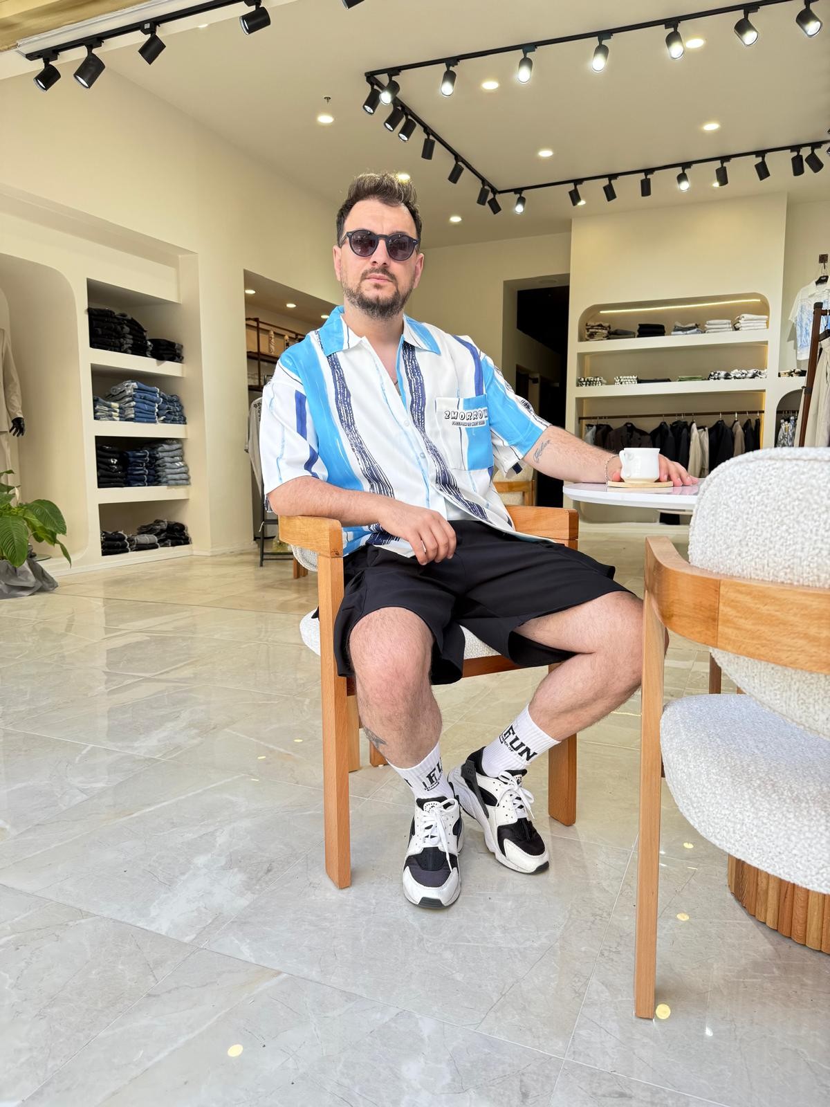 Oversize Baskılı TRow Gömlek
