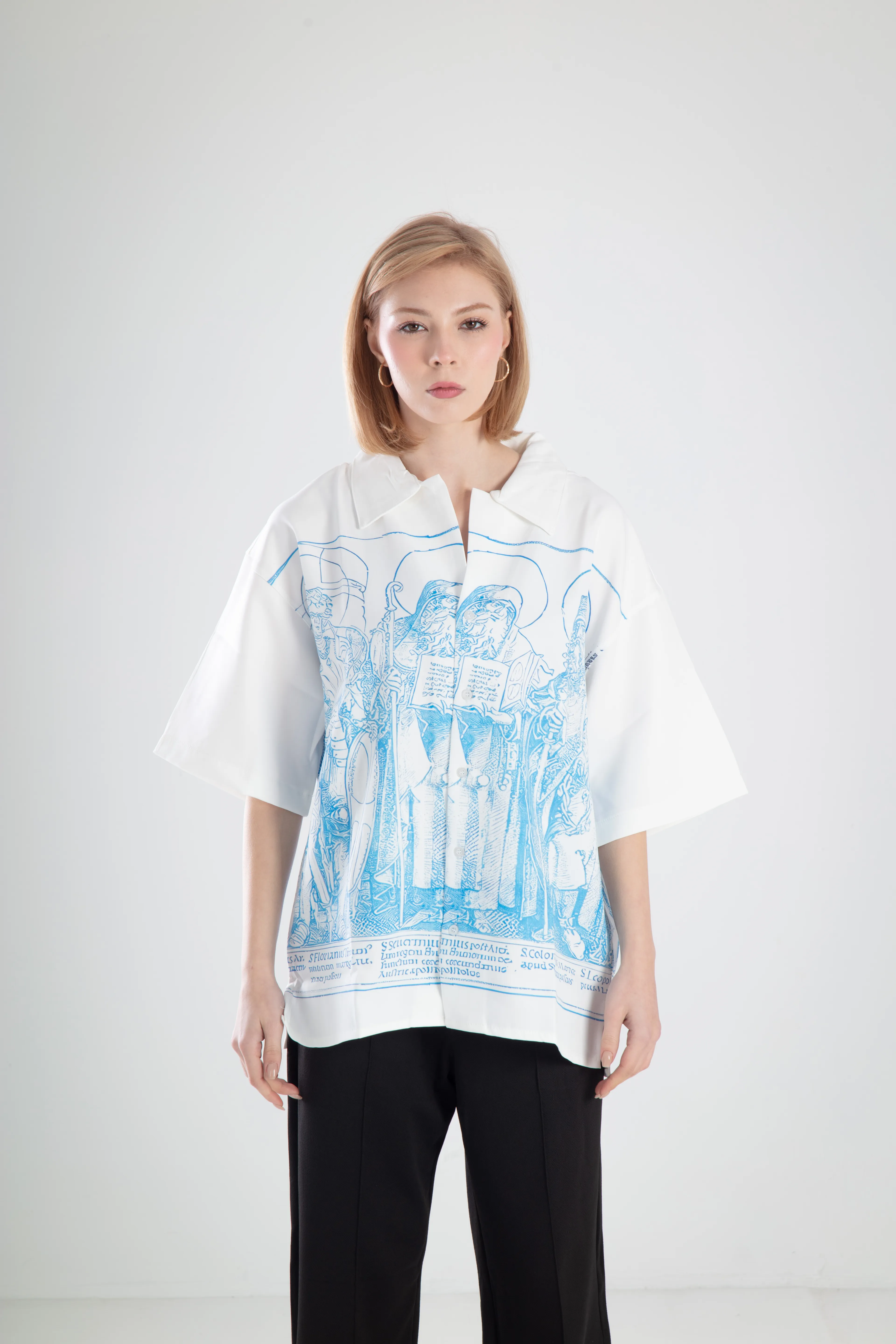 Kadın Oversize  Baskılı Gömlek 