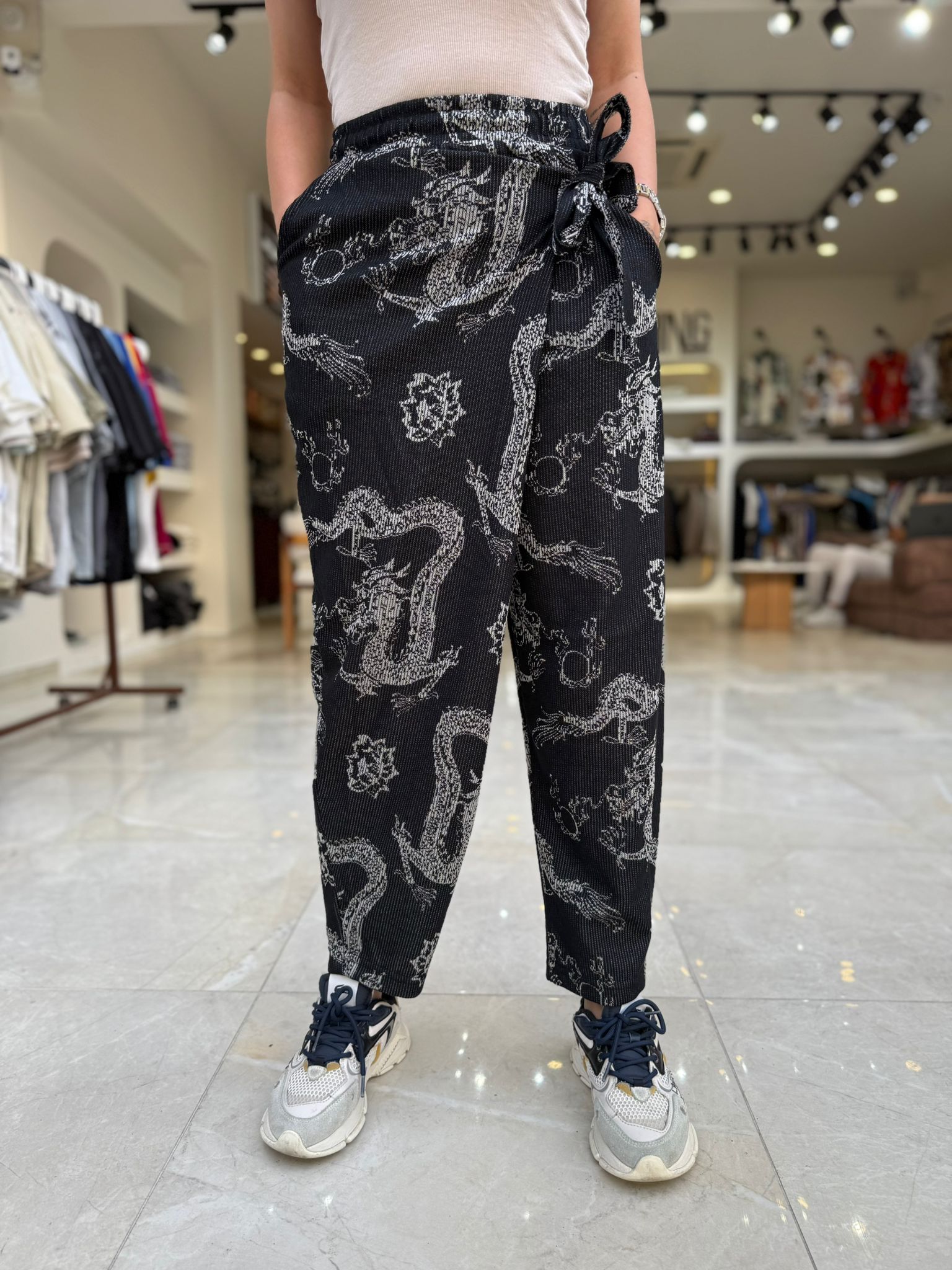 Bayan Yandan Bağlamalı Samurayi Pantalon