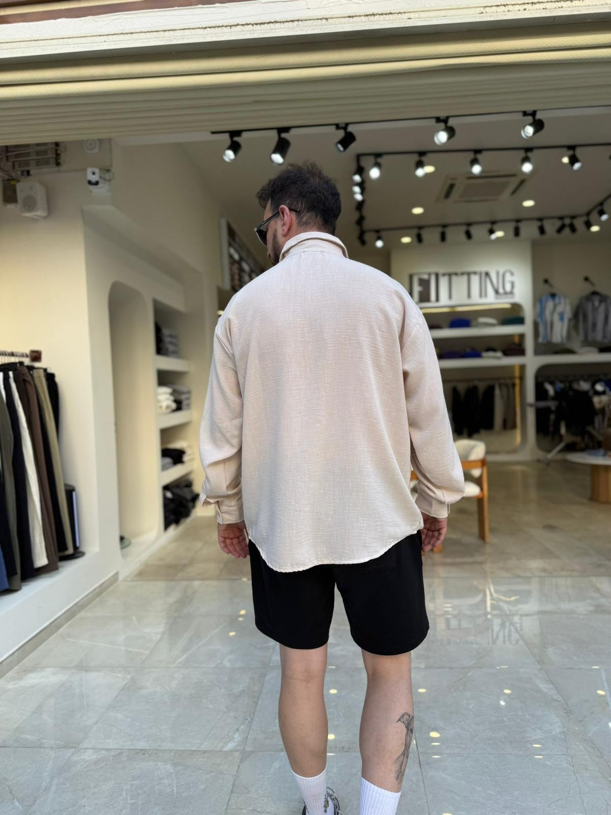 Oversize Rahat Kalıp Keten Gömlek