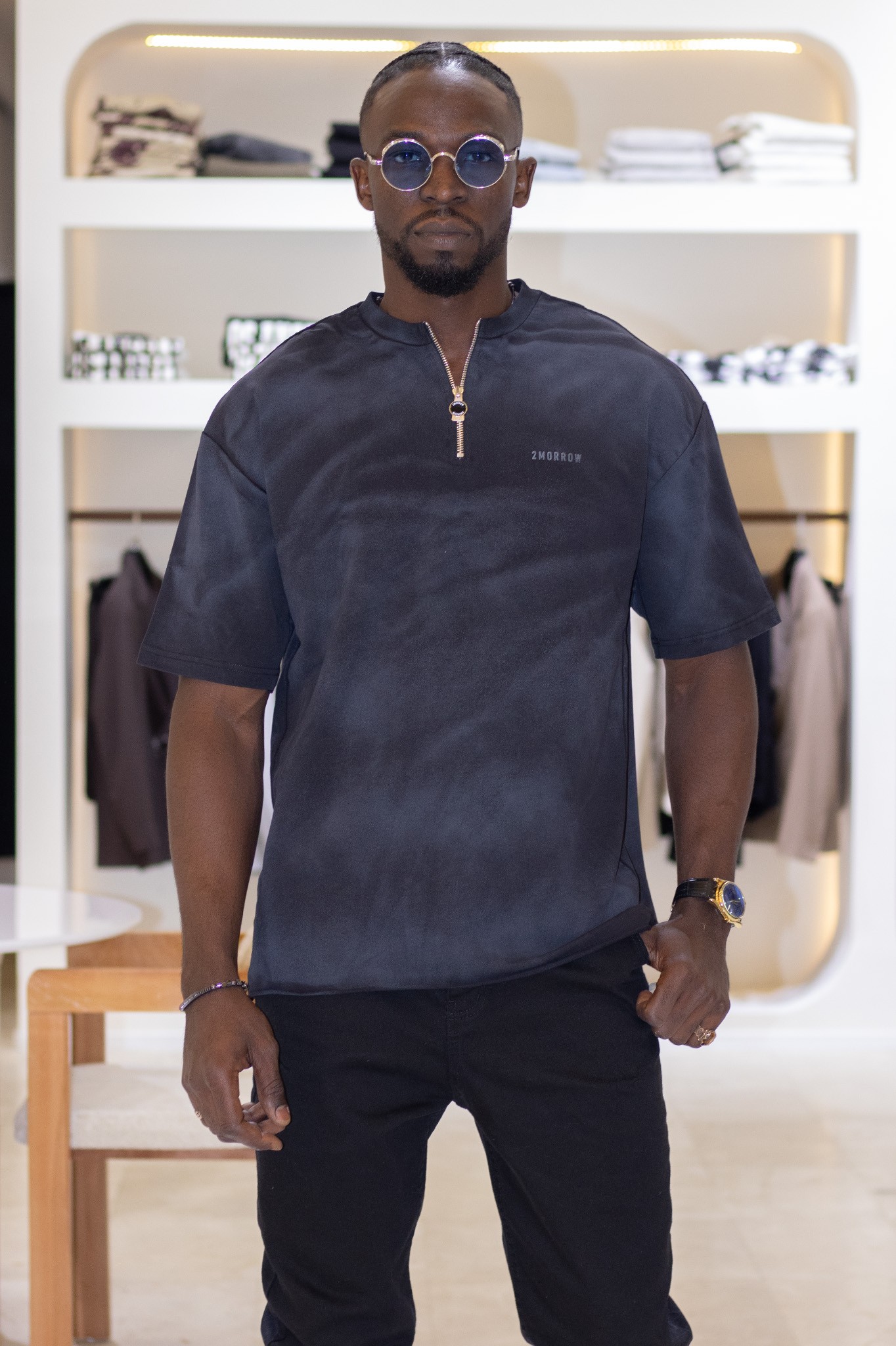 Fermuar Detaylı Bebe Yaka Oversize T-Shirt