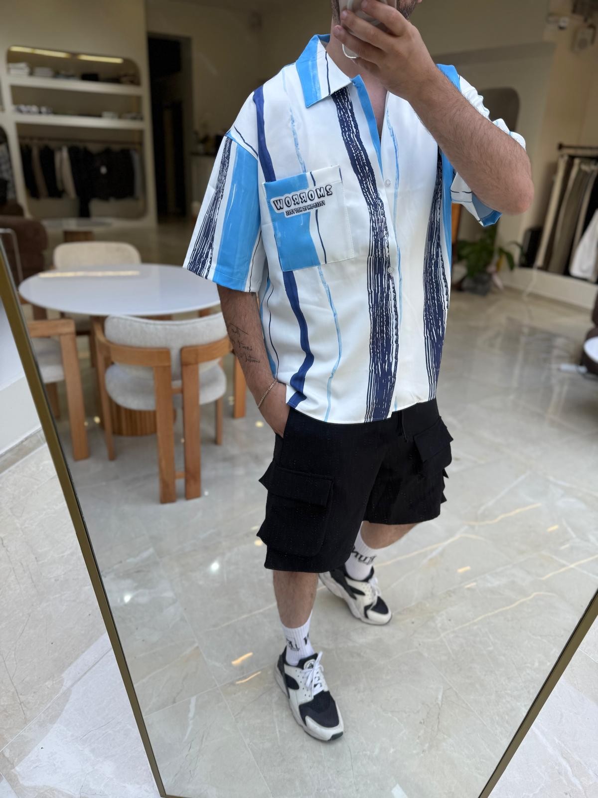 Oversize Baskılı TRow Gömlek