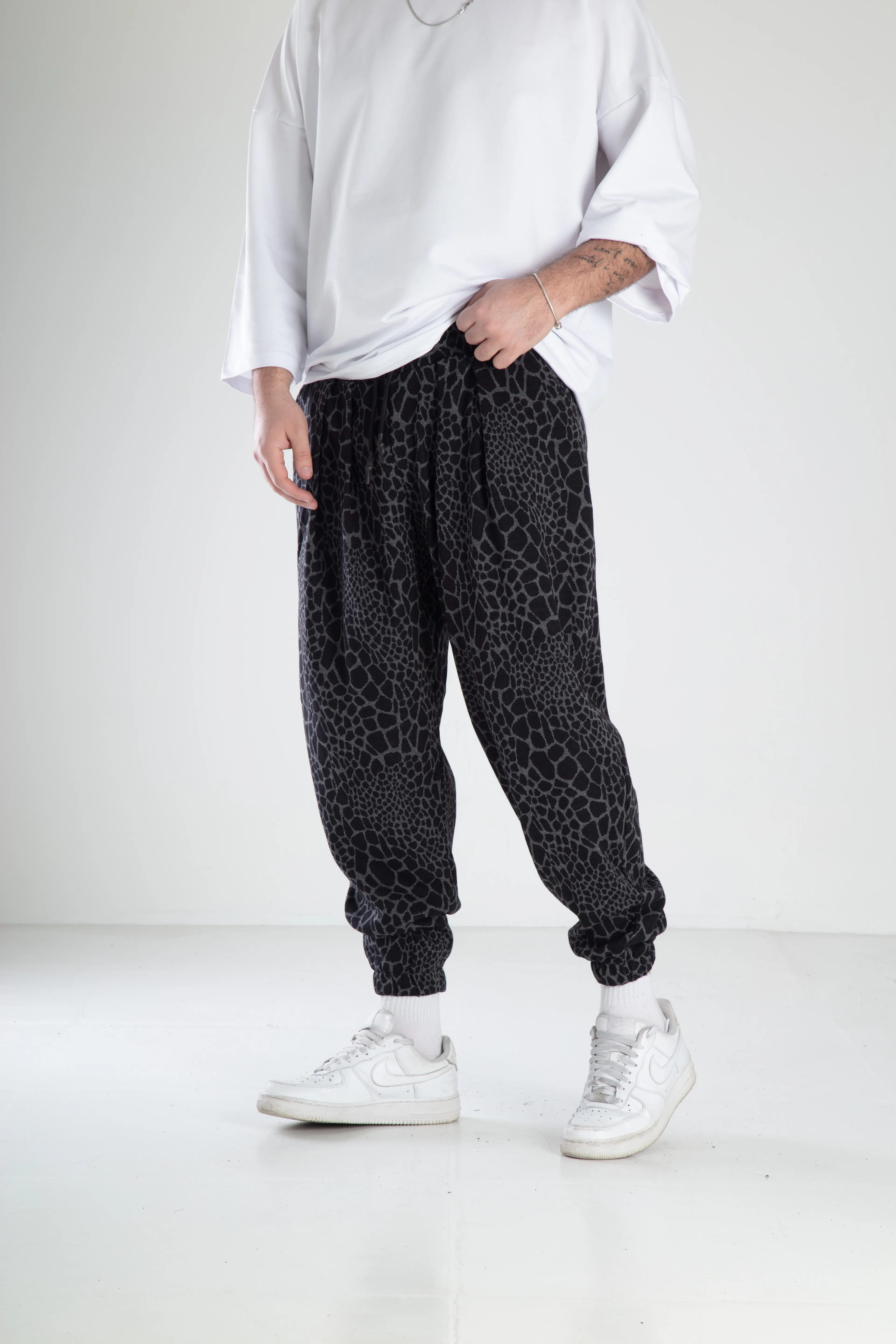 Leopar Desenli Spor Şalvar