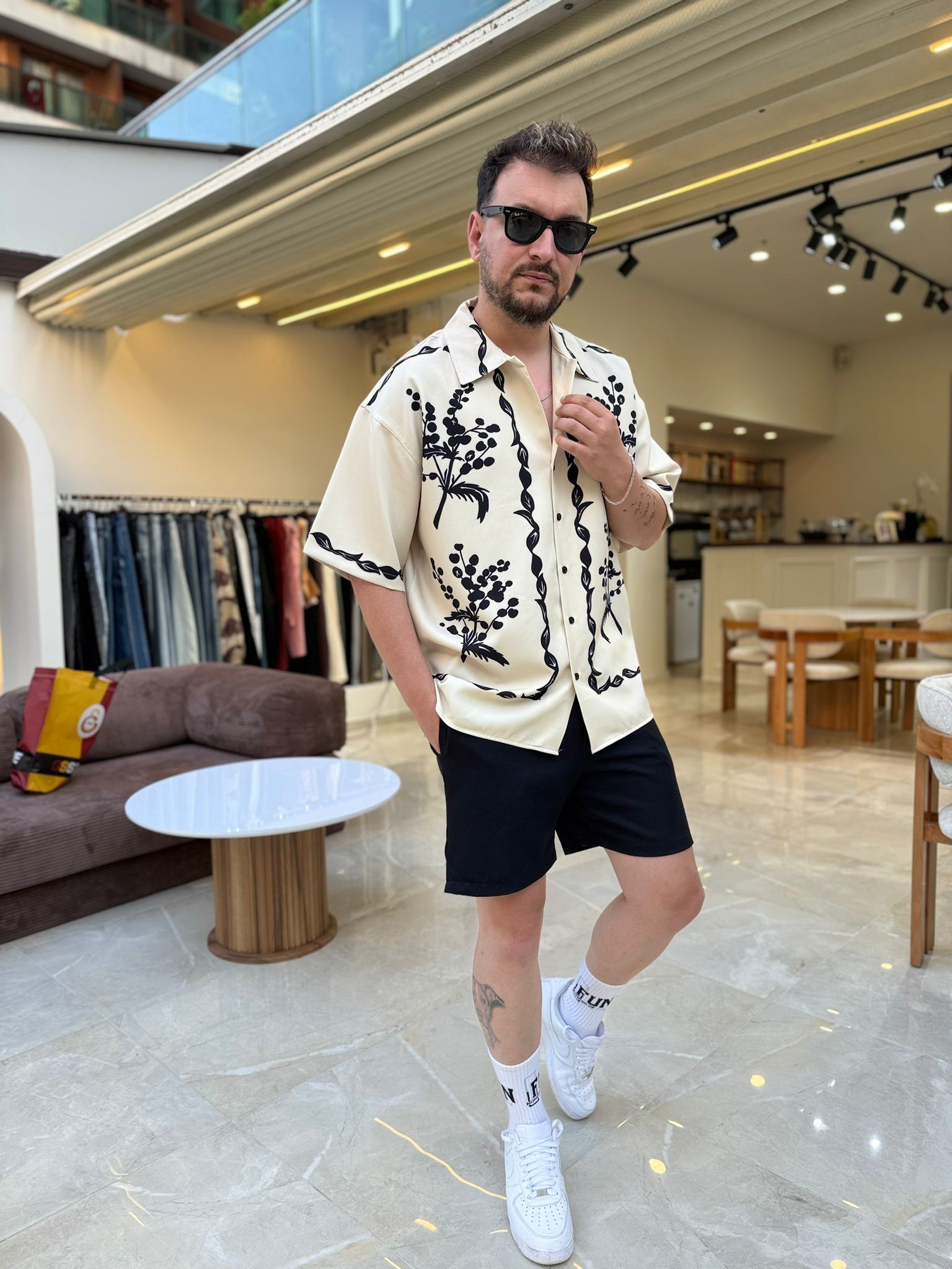 Oversize Baskılı TRow Gömlek