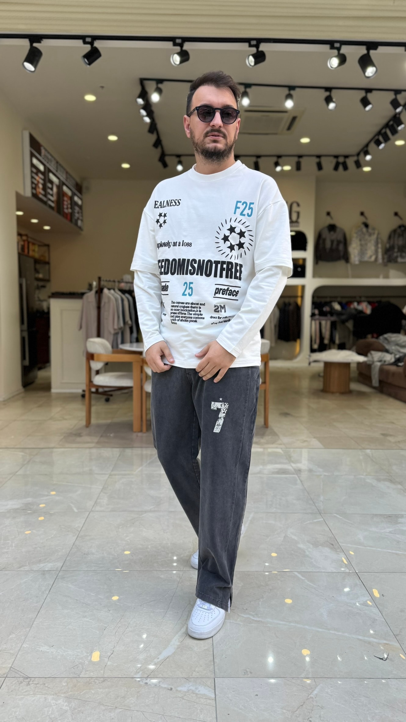 F25 Baskılı Kol Detaylı Sweat 