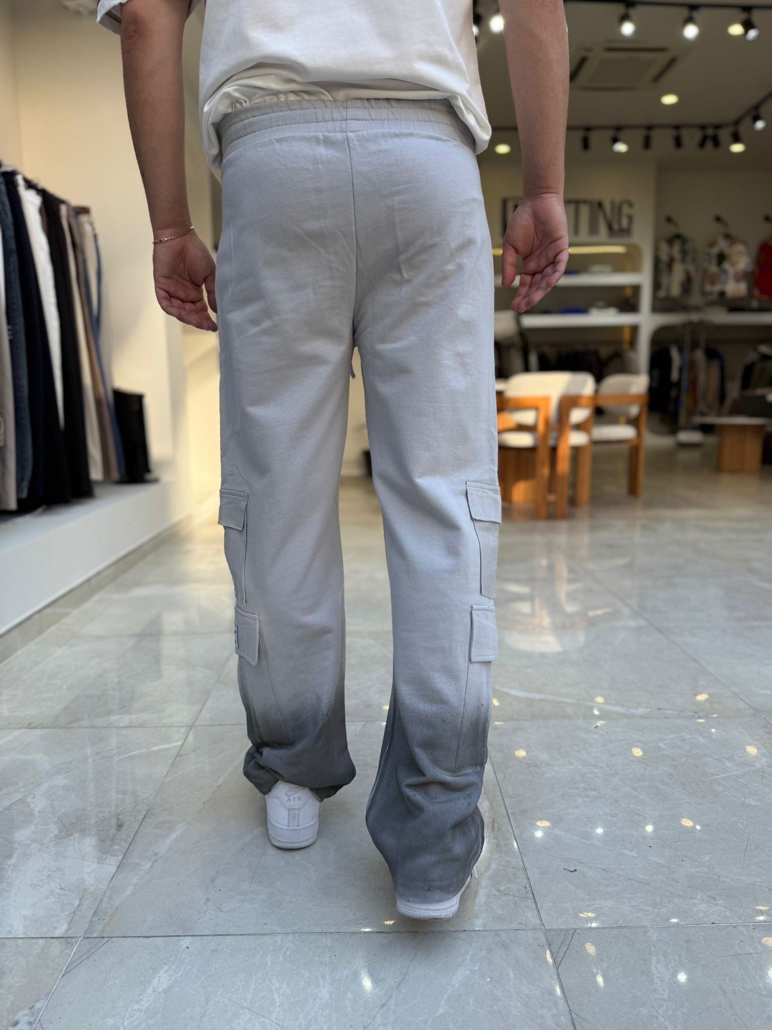 Paçası Boya Detaylı Baggy Pantolon