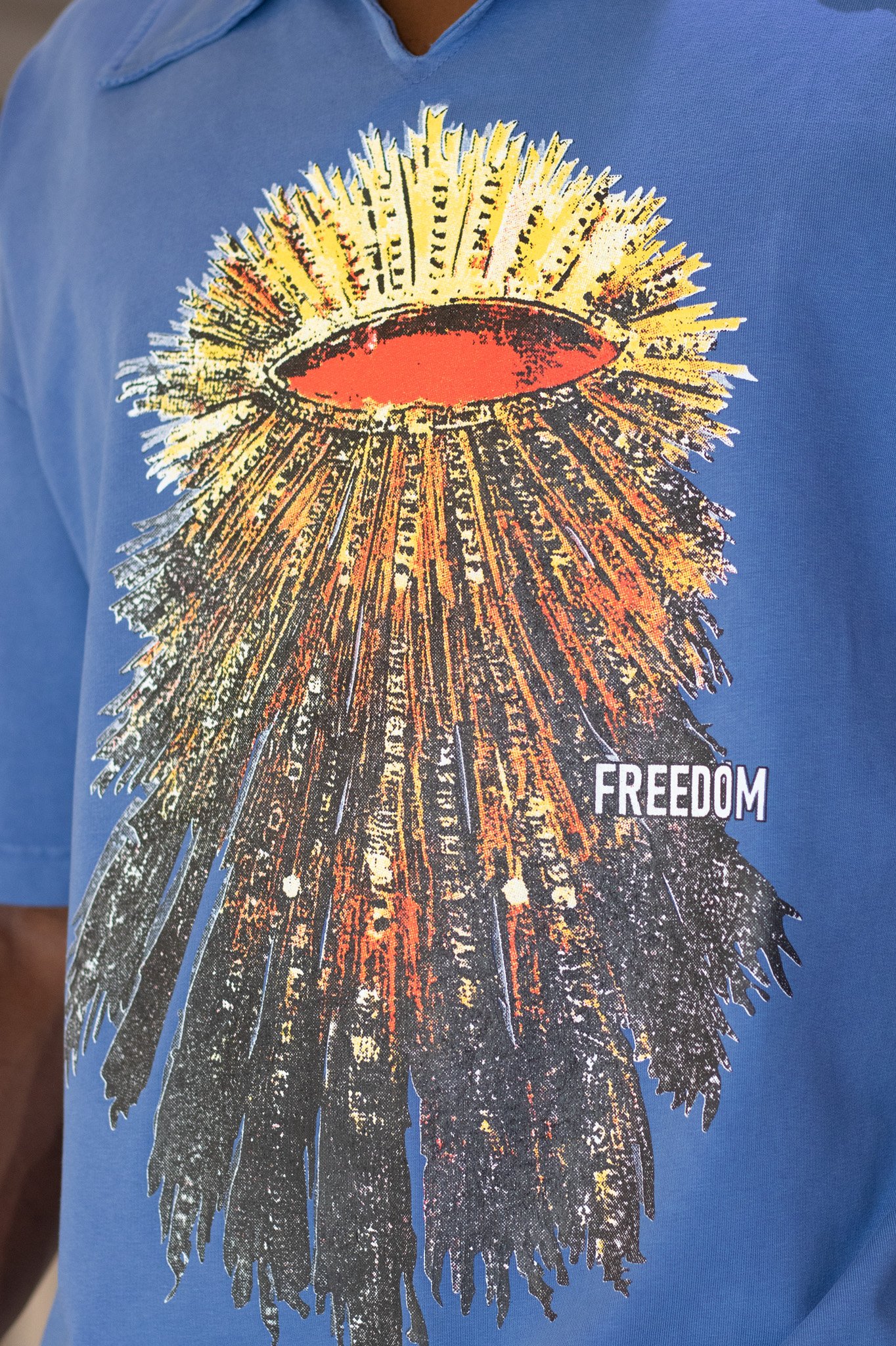 Apaç Yaka Baskılı Oversize T-Shirt