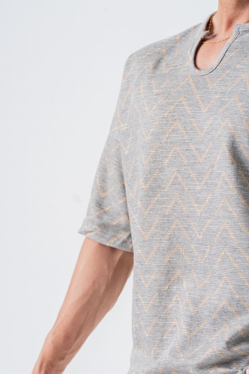 Armut Yaka Desenli Keten Tshirt