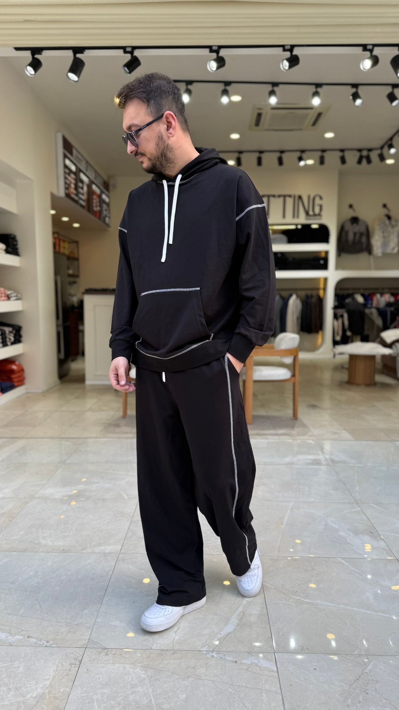 Oversize Ters Dikiş Kapşonlu Takım