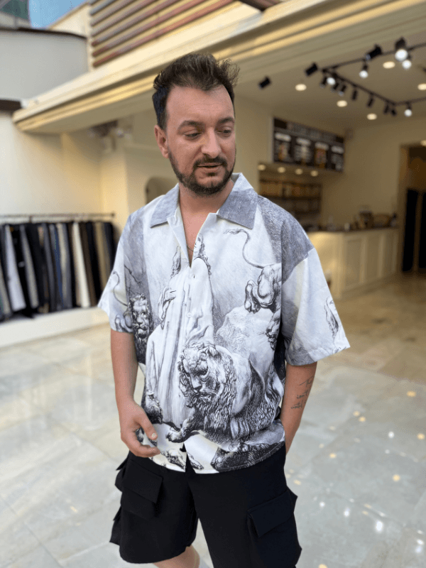 Oversize Desenli Gömlek
