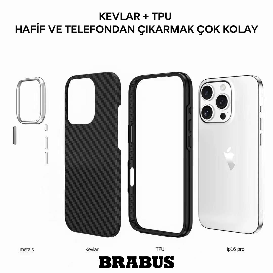 iPhone 16 Pro Kevlar Karbon Fiber Kılıf