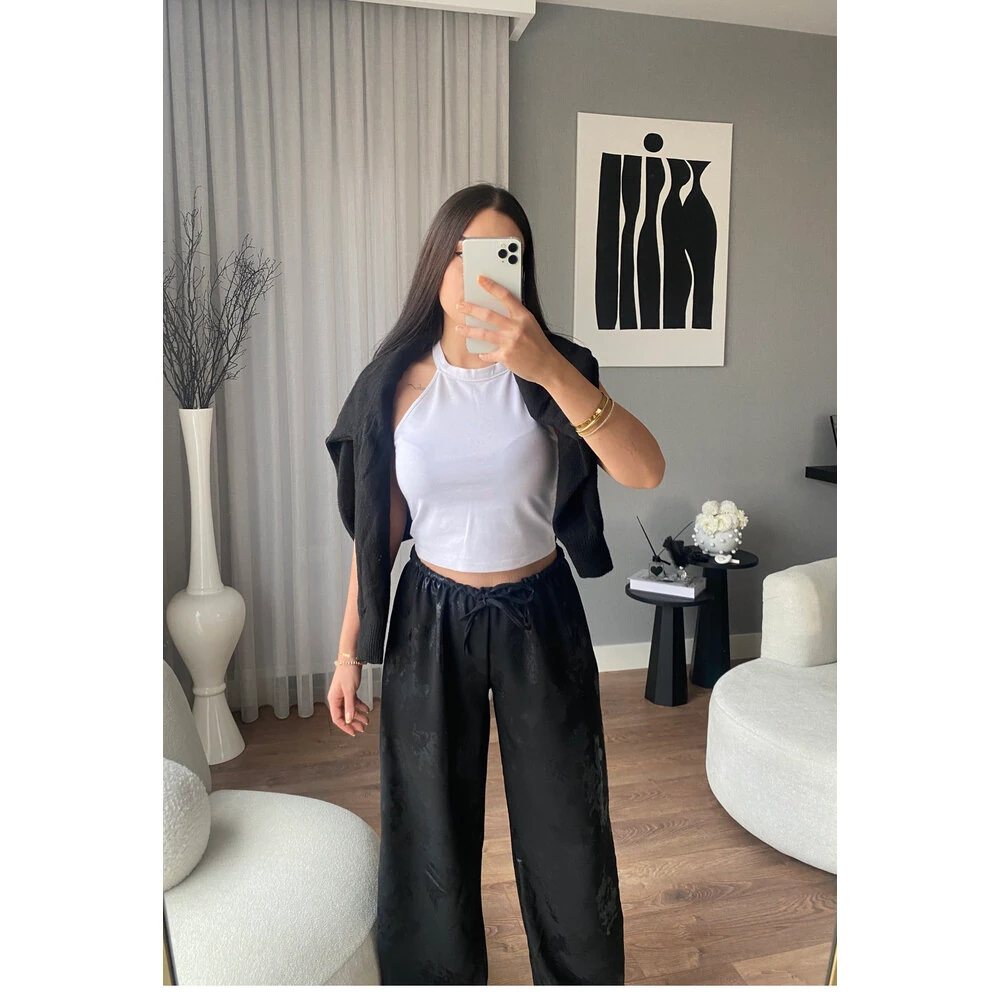 Siyah Varaklı Pantolon