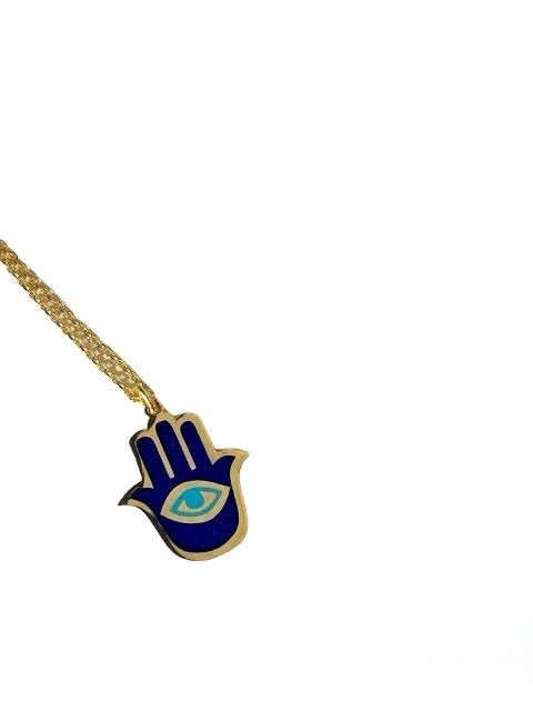 Hamsa 925 Ayar Gümüş ve Altın Kaplama Kolye