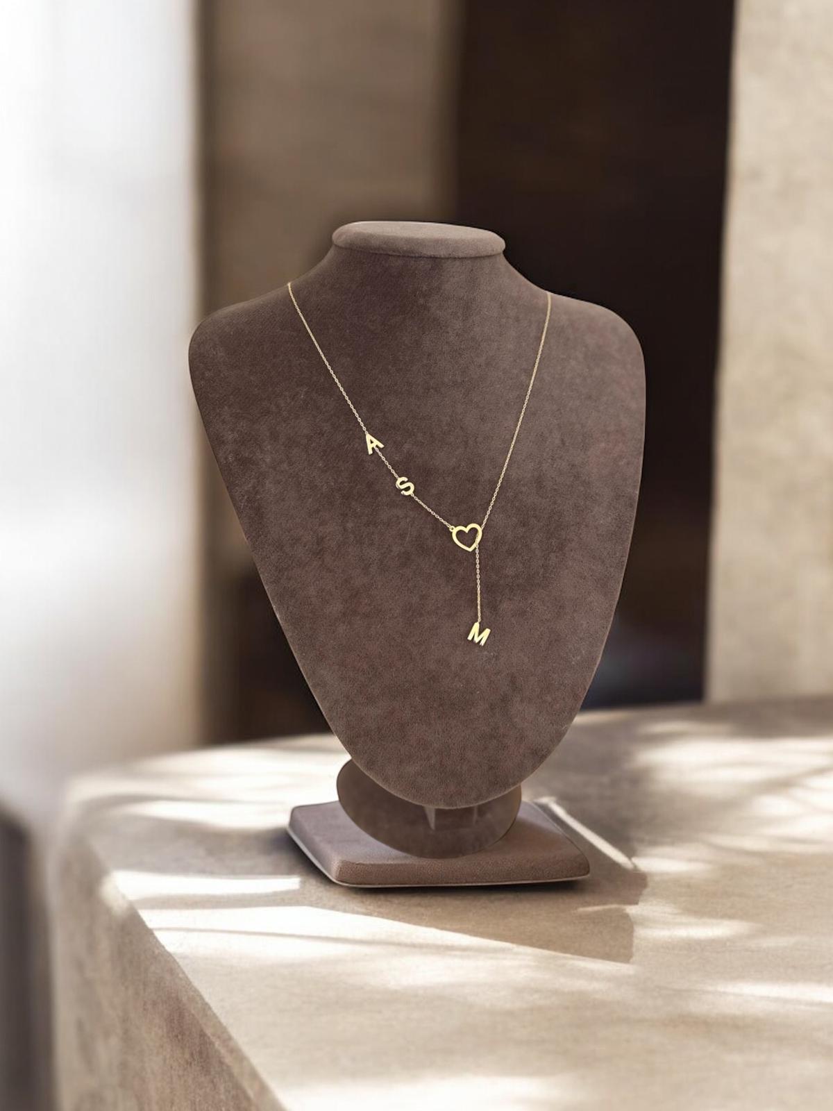 Dangling Aşk Bağı Harfli Kalp Kolye 925 Ayar Gümüş