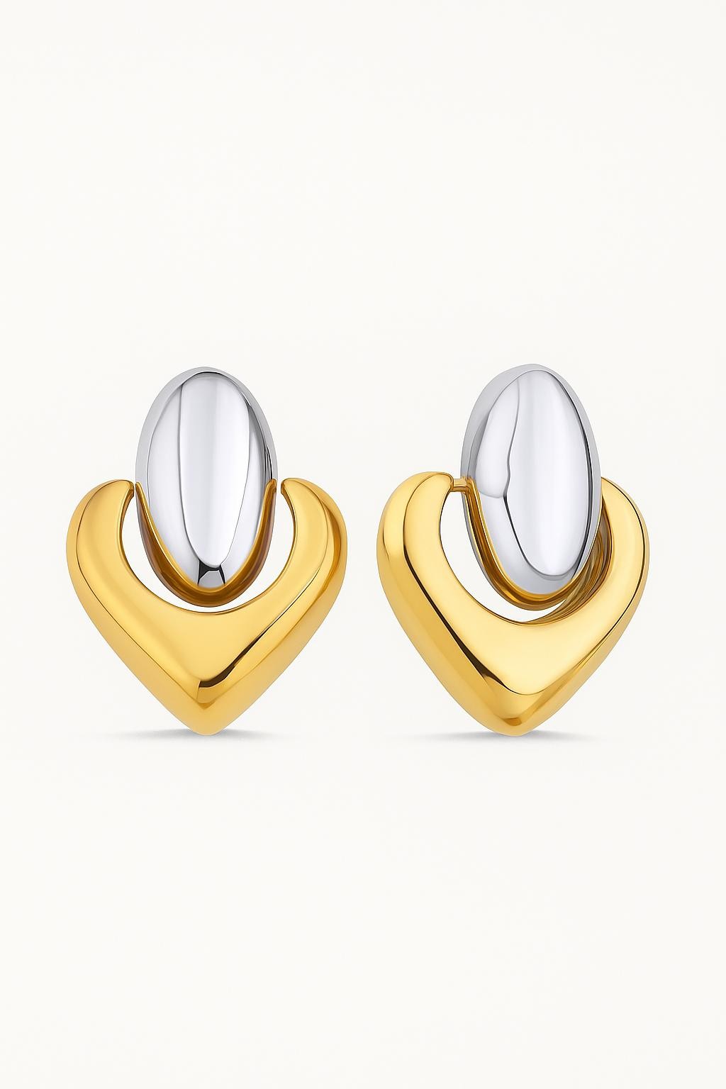 Pirouette İki Renk Küpe 925 Ayar Gümüş