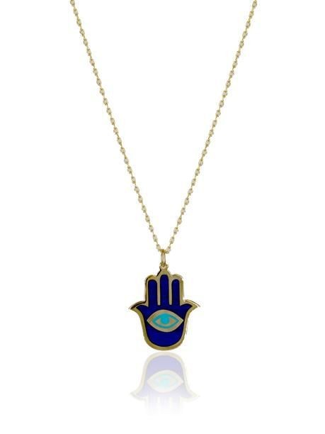 Hamsa 925 Ayar Gümüş ve Altın Kaplama Kolye