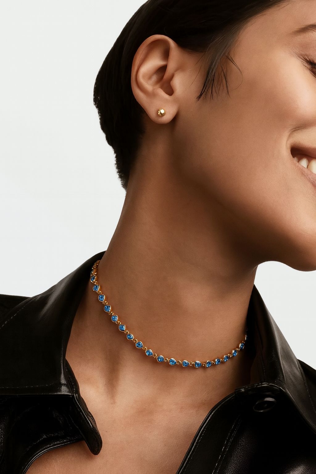 Blue Aura Mavi Kalp Choker Kolye