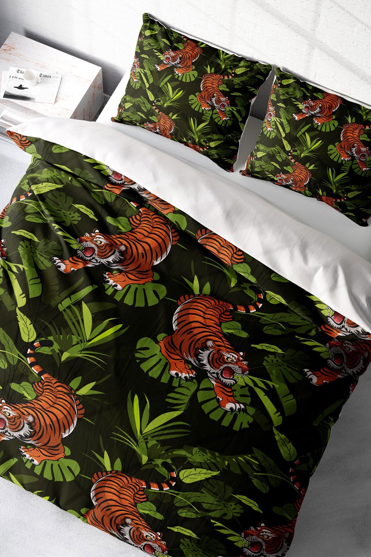 Kıng Sıze Tigers Naturel Çift Kişilik Nevresim Takımı 220x240cm