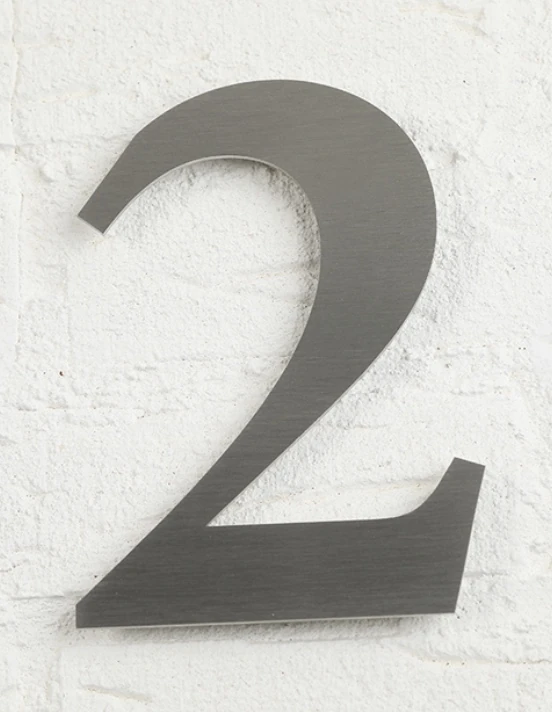 Kapı Numarası 10 cm No 2, Paslanmaz Çelik Kendinden Yapışkanlı Roma Yazı Tipi