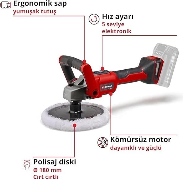 Akülü Polisaj / Zımpara Makinesi Ce-Cp 18/180 Li E-Solo Power X-Change (18V, Kömürsüz Motor