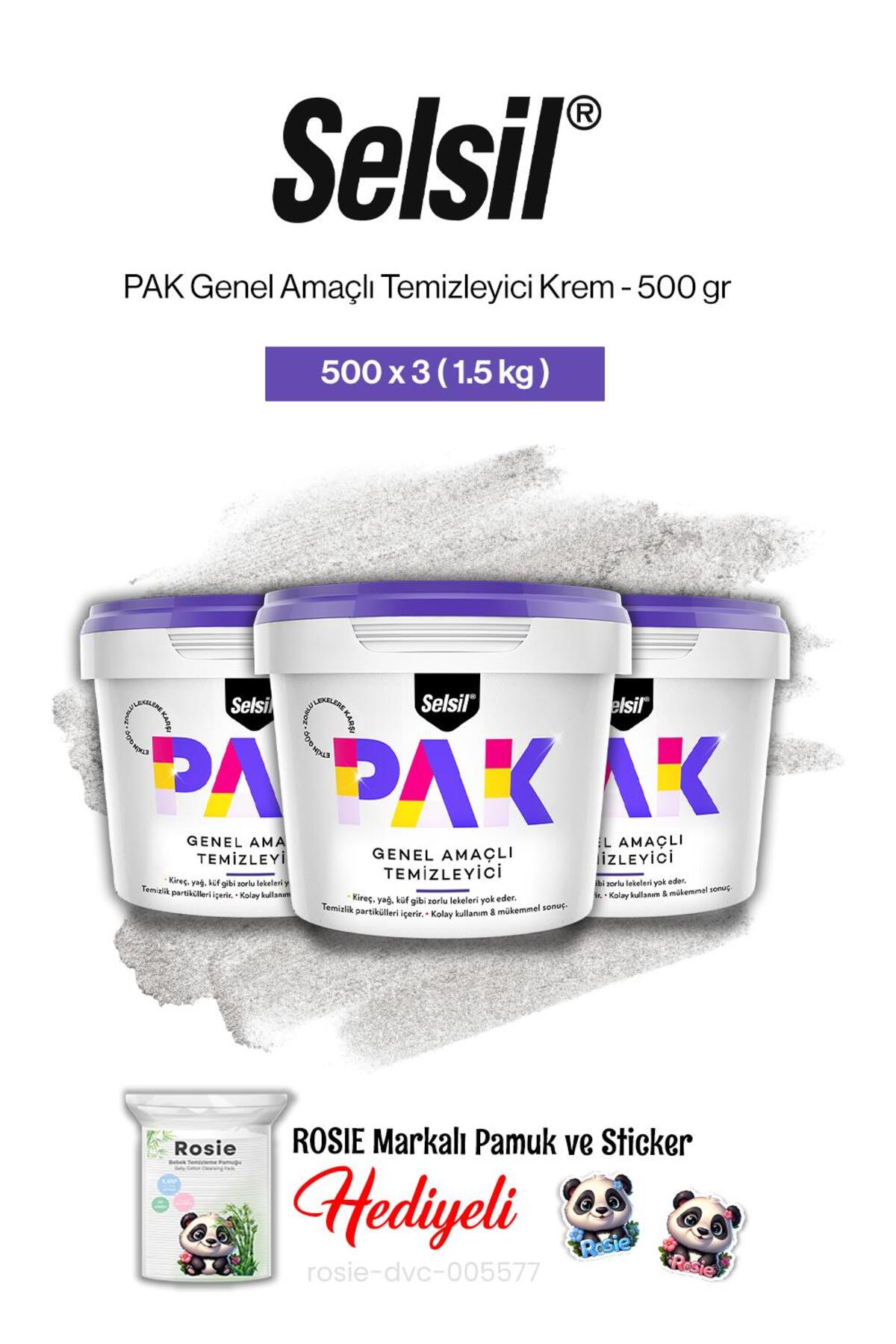 SELSİL 3'lü PAK Genel Amaçlı Temizleyici Krem 500 gr ve rosie pamuk