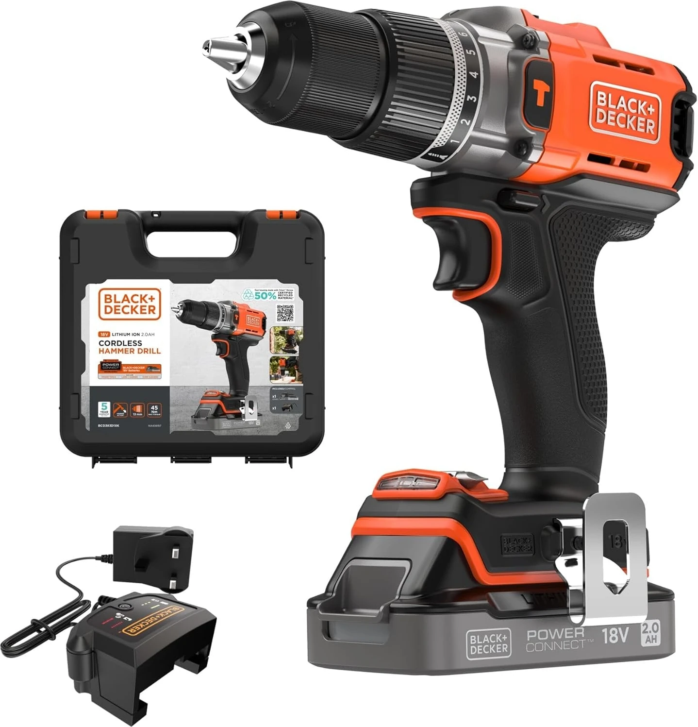 BLD682D1XK-QW 18V Powerconnect™ Kömürsüz Şarjlı Matkap/vidalama (1 x 2.0AH Akü, 1A Şarj Cihazı ve Kitbox Ile)