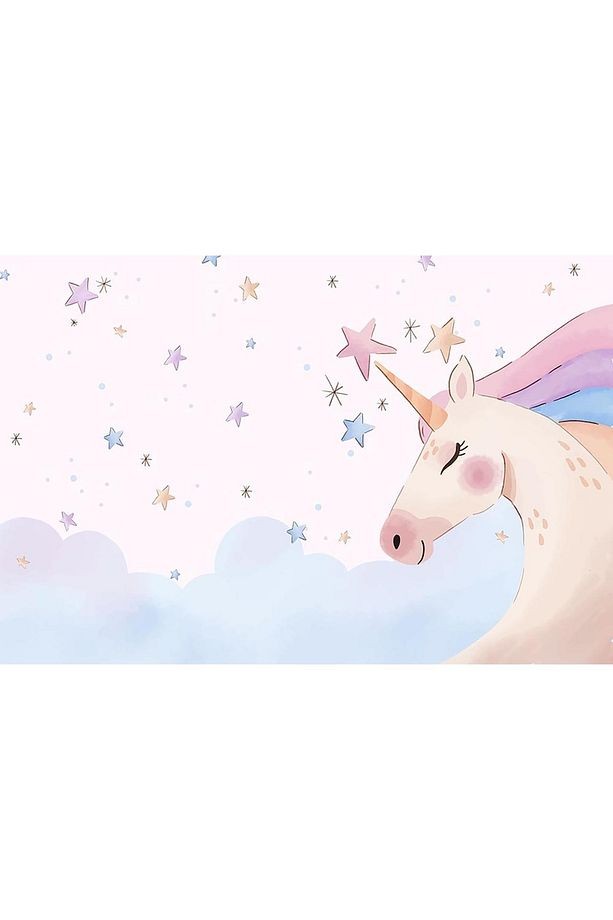 Boynuzlu At - Unicorn Kız Çocuk Odası Kendinden Yapışkanlı Duvar Folyosu