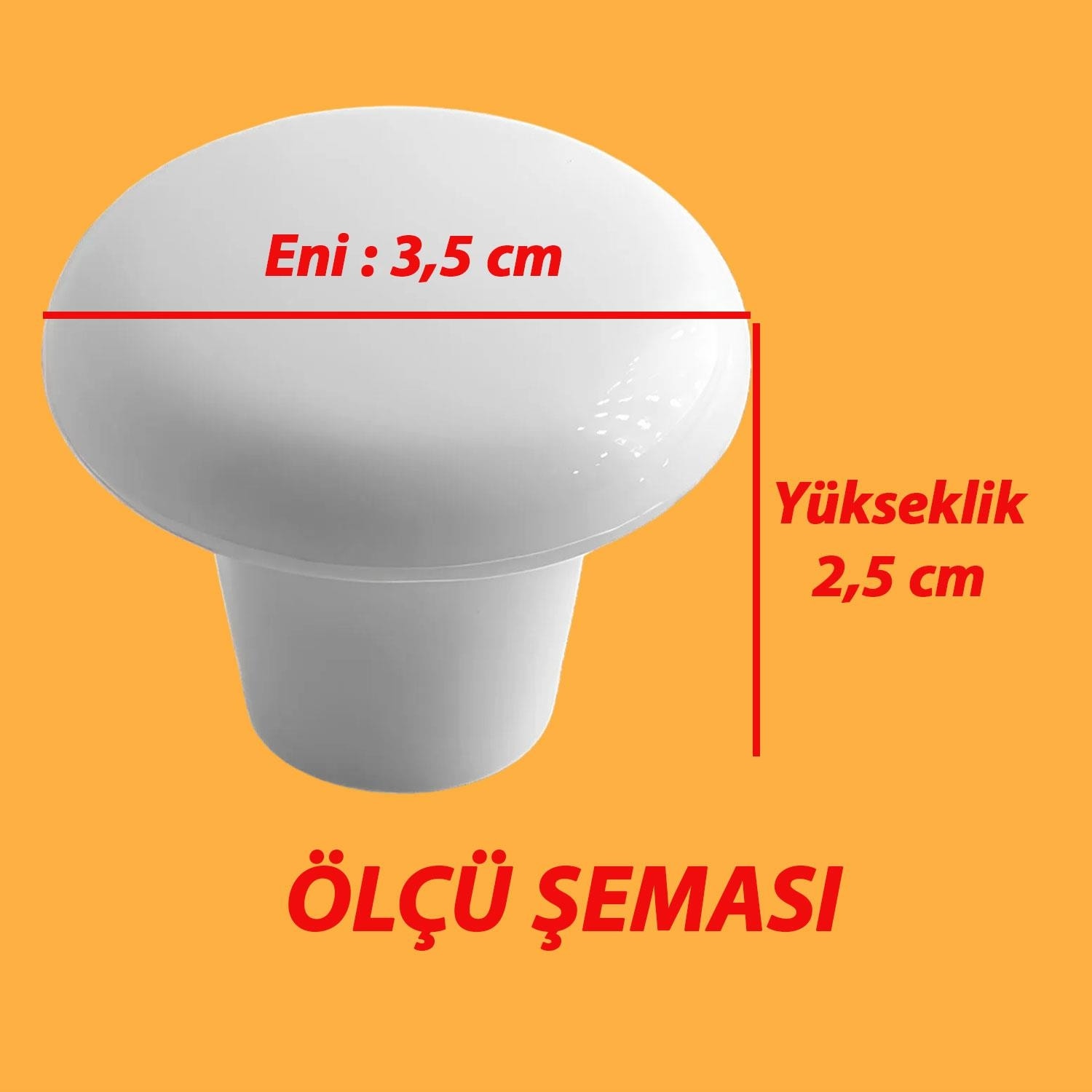 8 Adet Sert Plastik Mantar Düğme Kulp Beyaz Dolap Mobilya Mutfak Dolabı Çekmece Kapak Kulpu Kulbu