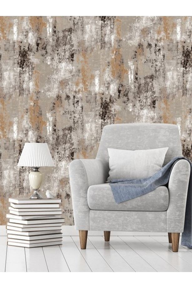 Kahve Gri Eskitme Desenli Modern Desenli Duvar Kağıdı (5m2)