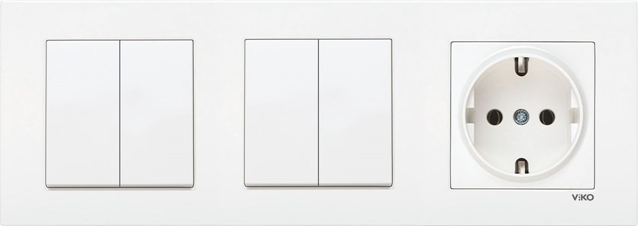 Karre Beyaz 3'lü Set Komütatör, Komütatör ve Topraklı Priz Set