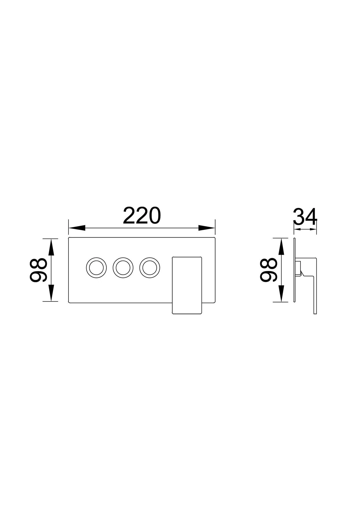 Ankastre Banyo Bataryası Comfort 3 Yönlü Kab103-3